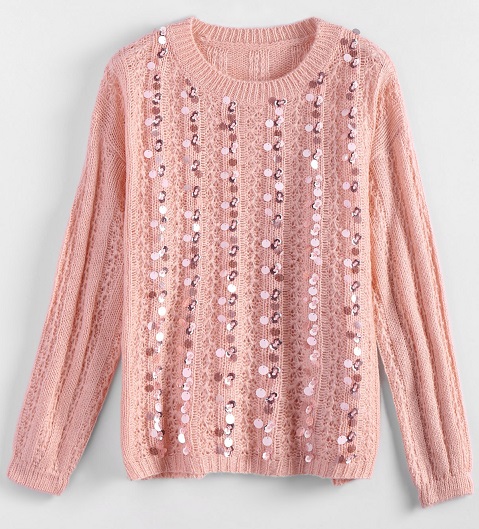 pulover roz cu paiete
